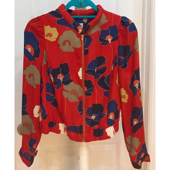 Anthropologie Jackets & Blazers - ANTHROPOLOGIE Harlyn Poppy-Print Bomber Jacket